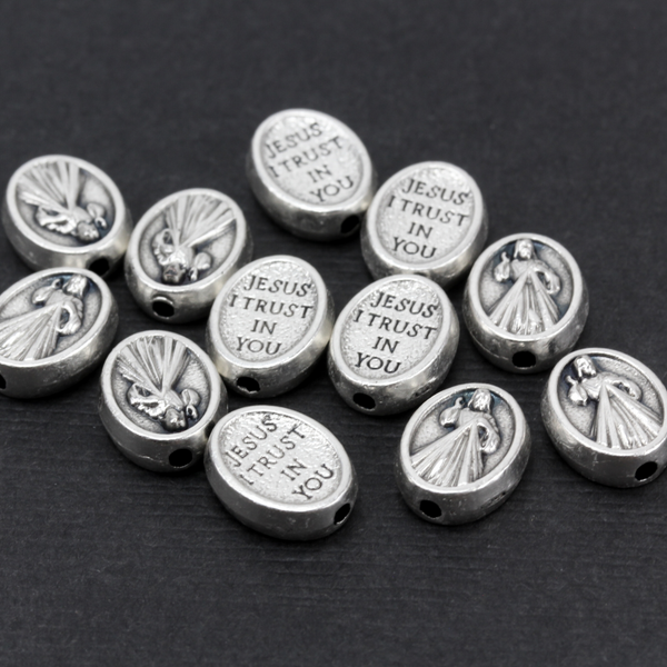Divine Mercy of Jesus Metal Spacer Beads - Jesus, I trust in You Rosary Beads - 60pcs