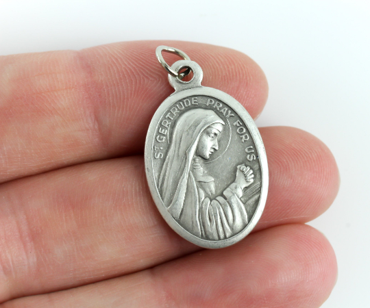 Saint Gertrude the Great Medal - Patron of Nuns, the West Indies, and Naples, Italy