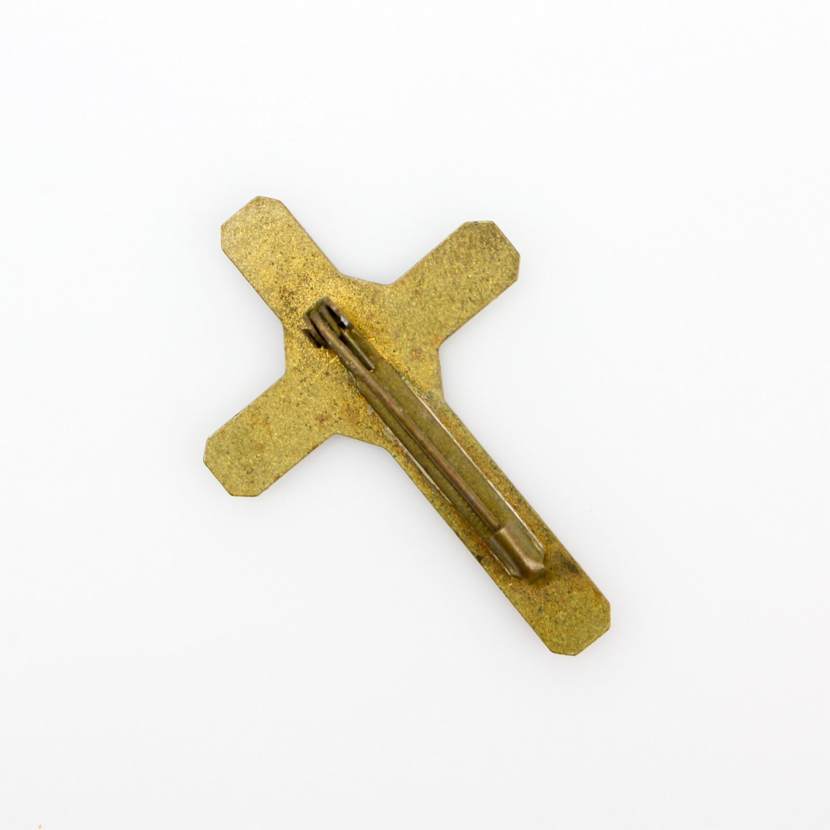 Vintage Enamel on Brass Cross Brooch Pin - Limburg to Lourdes Pilgrimage Souvenir