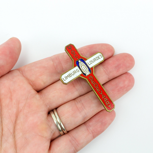 enamel on brass cross shaped lapel pin from netherlands