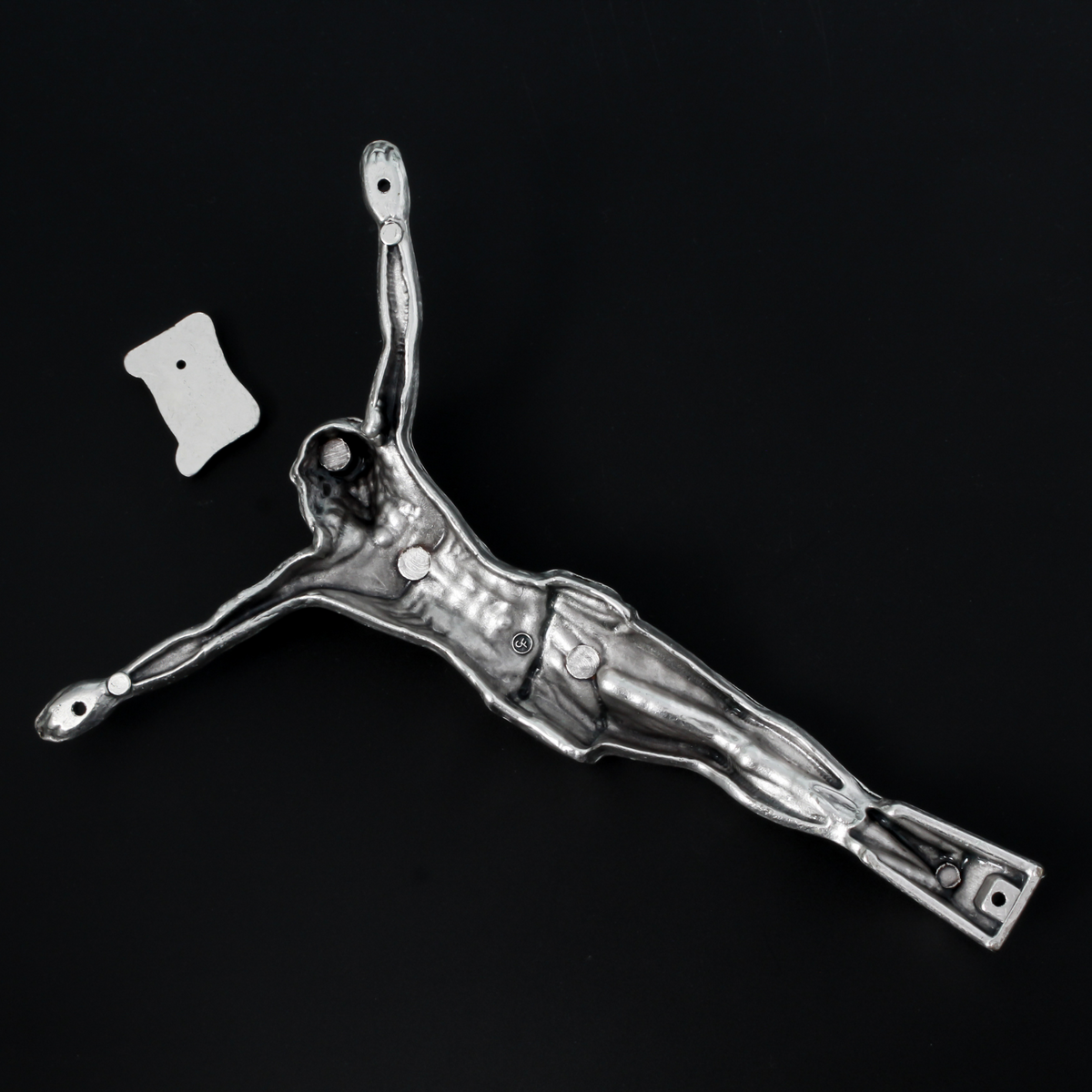 Large Silver Corpus for Crucifix - Body of Christ 5-3/8" Long w/ pre dilled 2mm holes