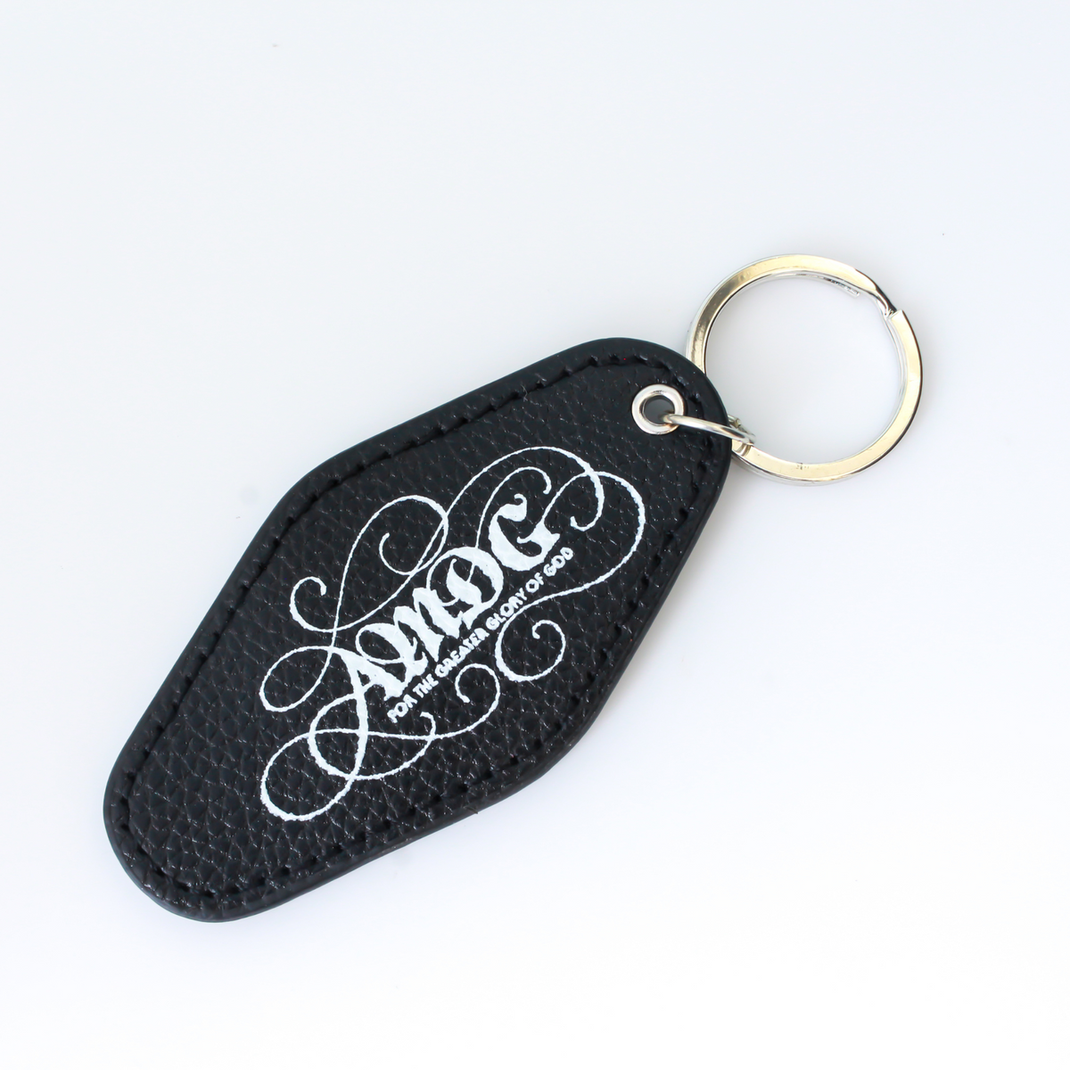 AMDG Key Chain, Imitation Leather - Ad Majorem Dei Gloriam