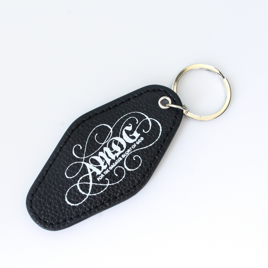 AMDG Key Chain, Imitation Leather - Ad Majorem Dei Gloriam