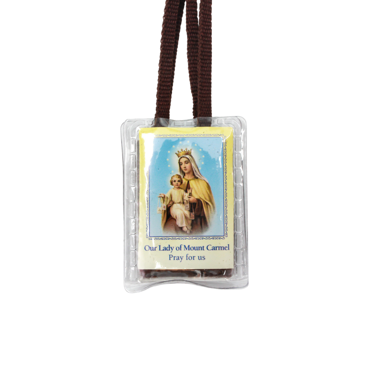 Brown Scapular of Our Lady of Mount Carmel Simon Stock - Laminated