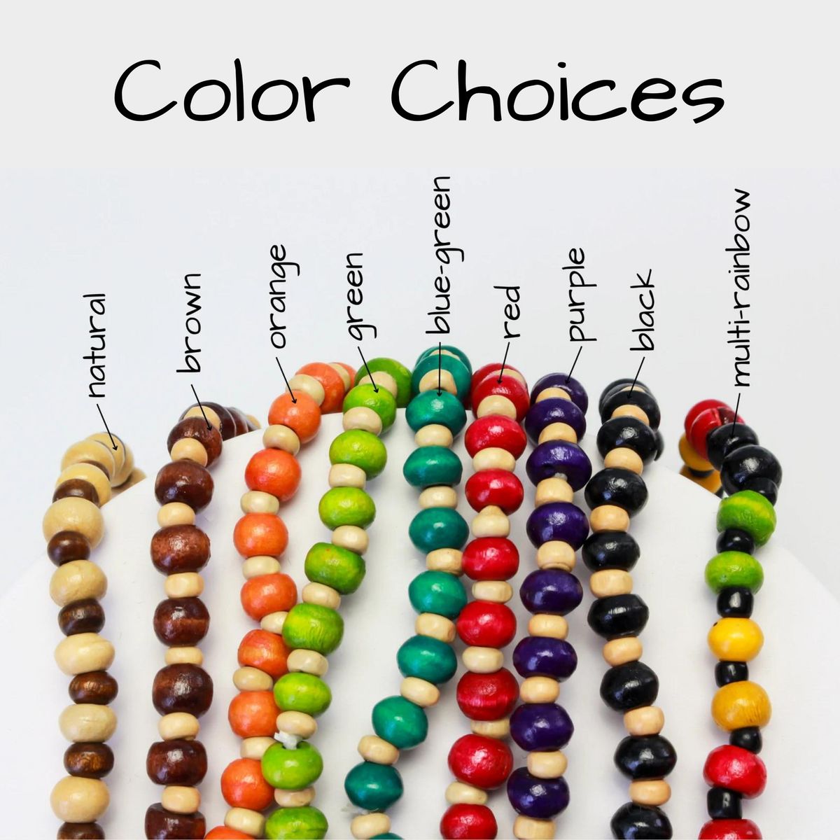 Wooden Beaded Choker Necklace 16" Elastic Stretch Beach Boho Stackable, 1pc - Choice of Color