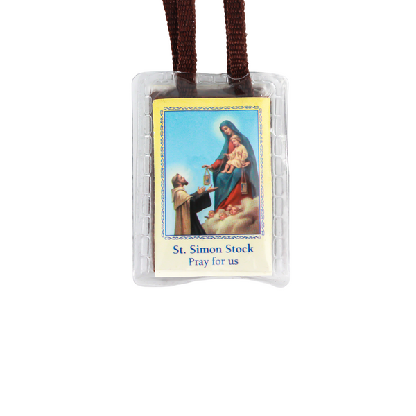 Brown Scapular of Our Lady of Mount Carmel Simon Stock - Laminated