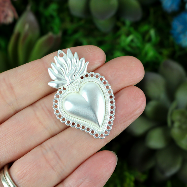 sacred heart milagro style pendant