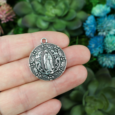 our lady of guadalupe floral devotional medal one inch round