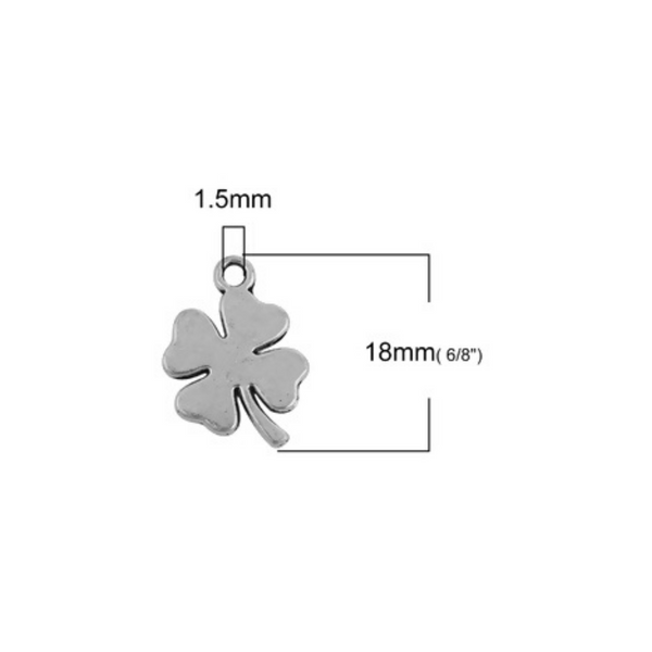 Lucky Four Leaf Clover Charms - Silver Tone 25pcs