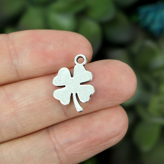 silver tone four leaf clover charm