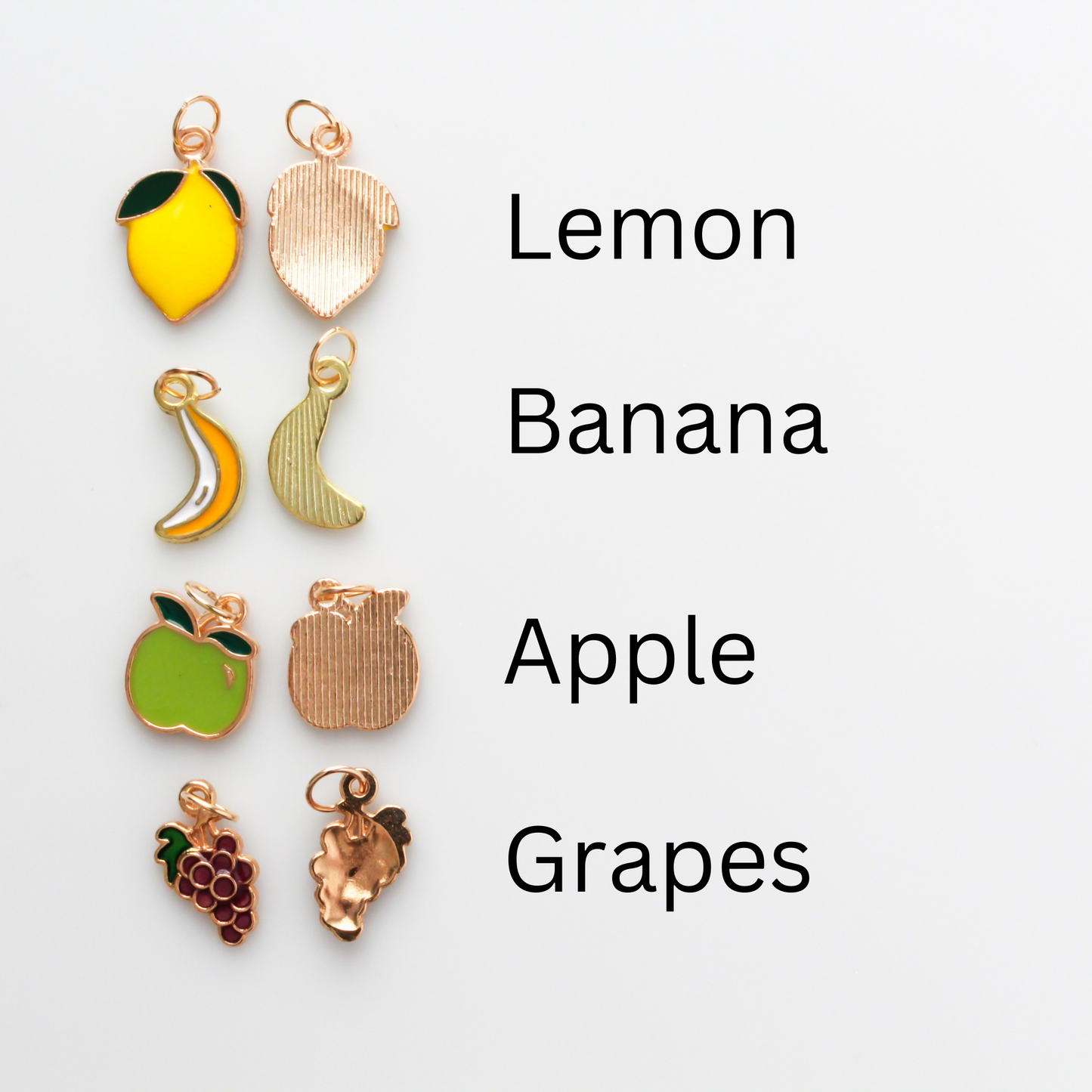The Twelve Fruits of the Holy Spirit Charm Set - Enamel Fruit Pendants in Gold - Galatians 5:22-23