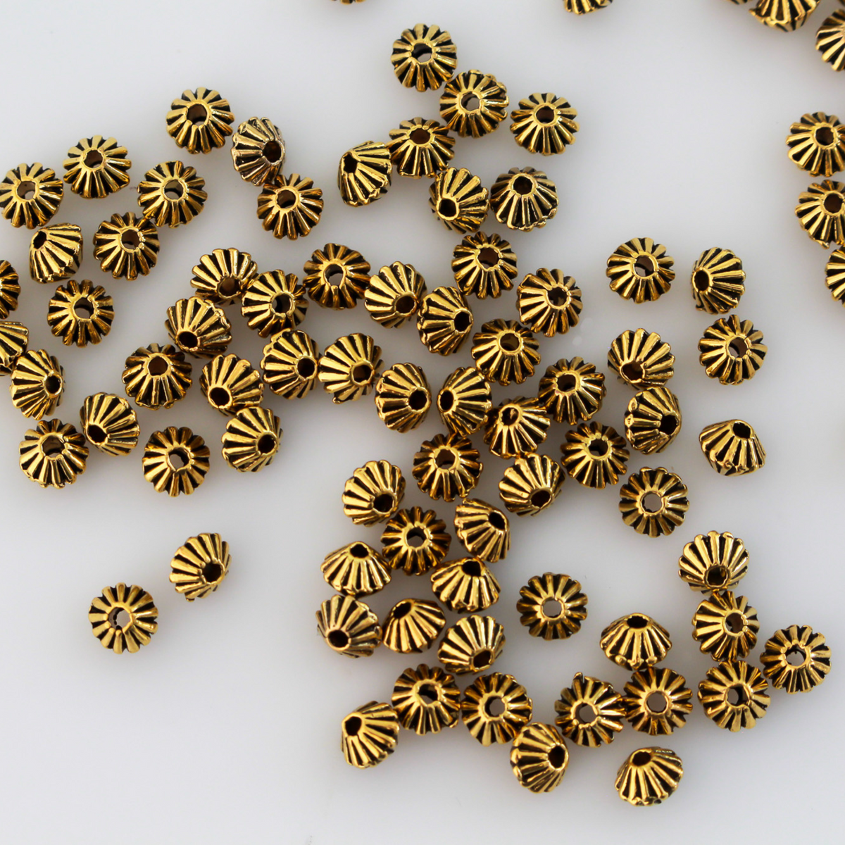 Gold Bicone Metal Spacer Beads 5mm x 4mm, 100pcs