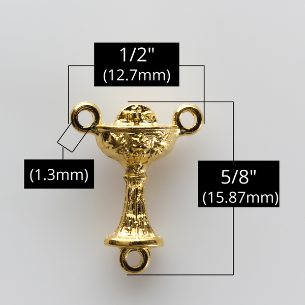 Holy First Communion Chalice Rosary Centerpiece - Gold Tone - 5/8" long