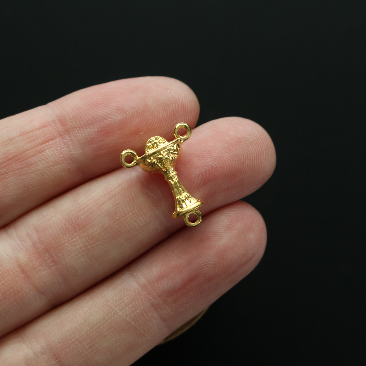 Holy First Communion Chalice Rosary Centerpiece - Gold Tone - 5/8" long