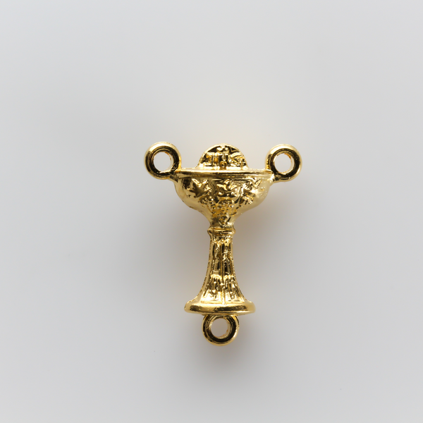 Holy First Communion Chalice Rosary Centerpiece - Gold Tone - 5/8" long