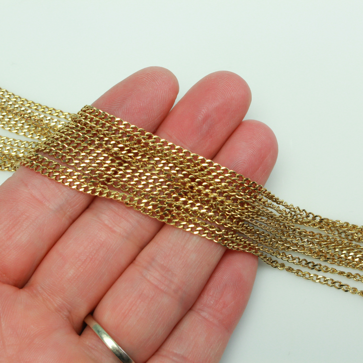 304 Stainless Steel Gold Plated Link Curb Chain Necklace 23.6 inches Long (600mm) Long