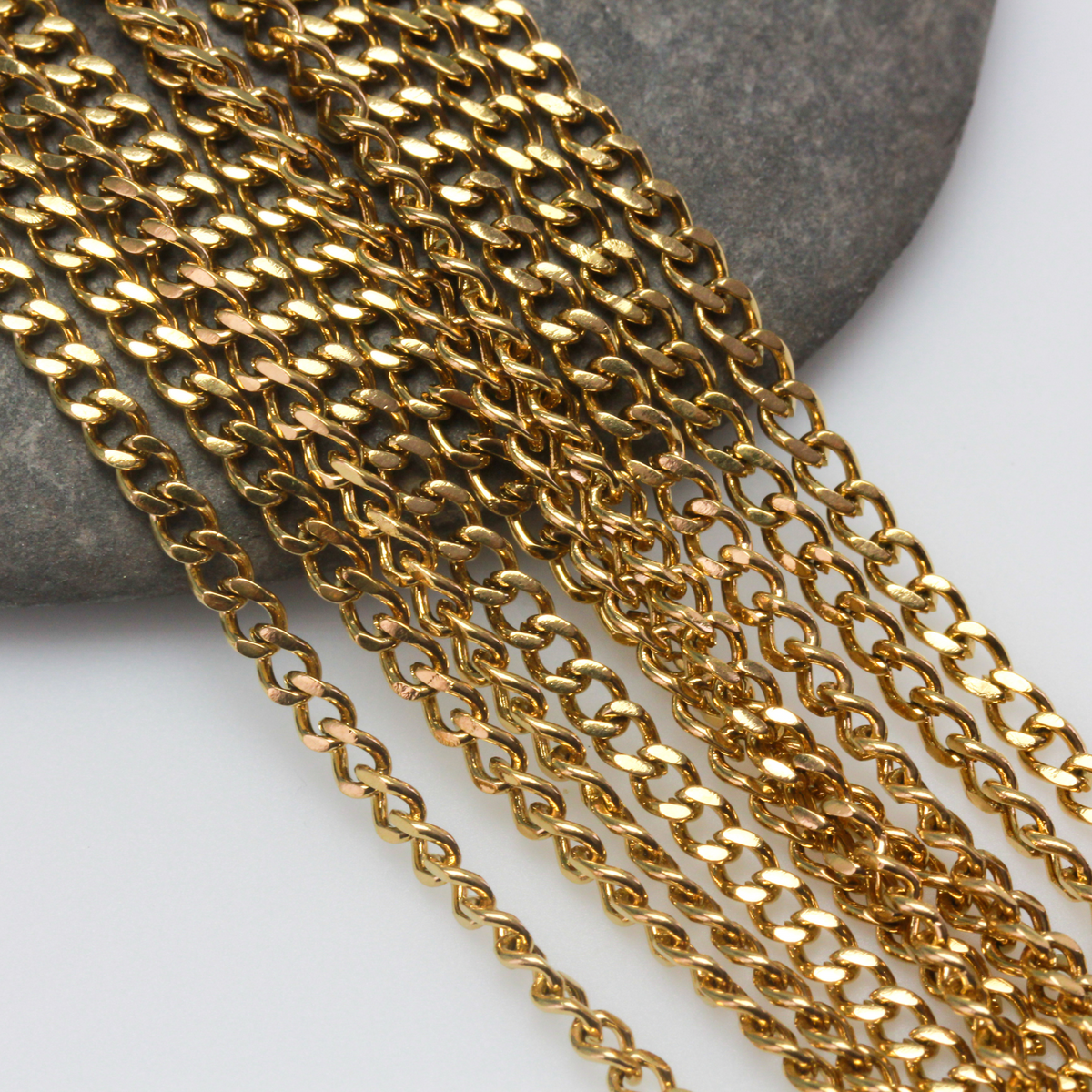 304 Stainless Steel Gold Plated Link Curb Chain Necklace 23.6 inches Long (600mm) Long