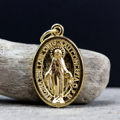 gold plated miraculous mary medal made in italy