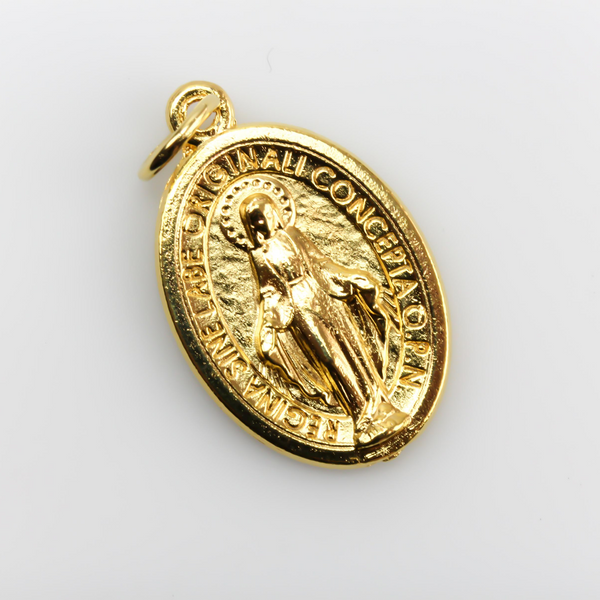 Miraculous Mary Medal in Latin - 1"Gold Plated Medal of the Immaculate Conception