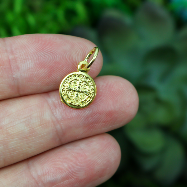 Saint Benedict Medal - Tiny Gold Devil Chasing Medal