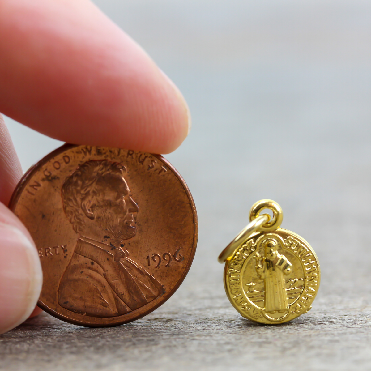 Saint Benedict Medal - Tiny Gold Devil Chasing Medal