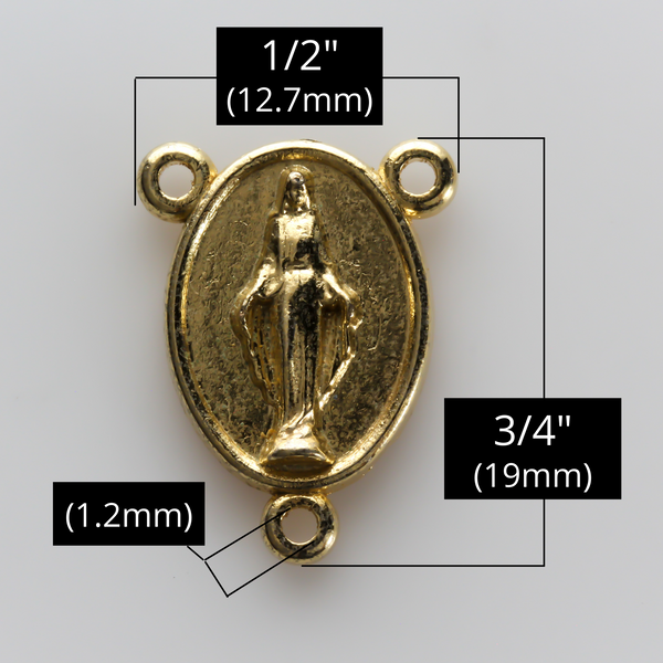 Our lady of Grace rosary centerpiece with the Catholic Coat of Arms on the reverse side, gold tone color