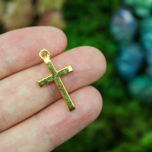 Religious Classic Cross Charm Pendant - Golden 10pcs