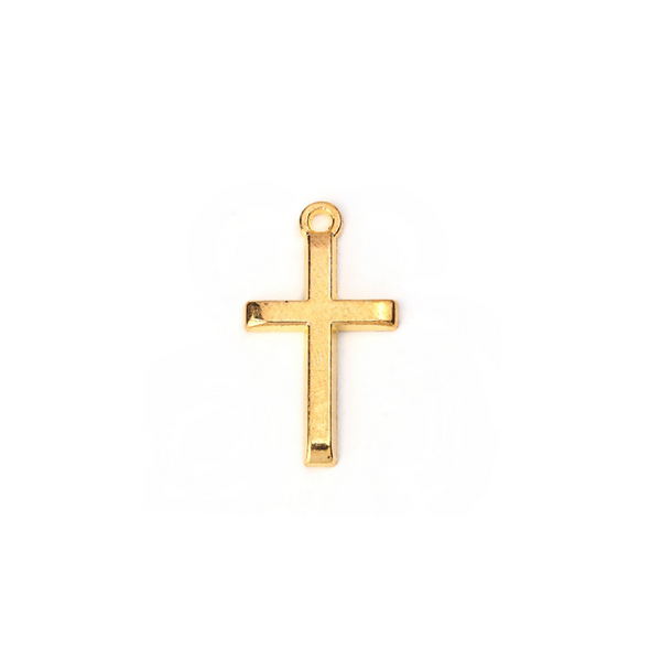 Religious Classic Cross Charm Pendant - Golden 10pcs