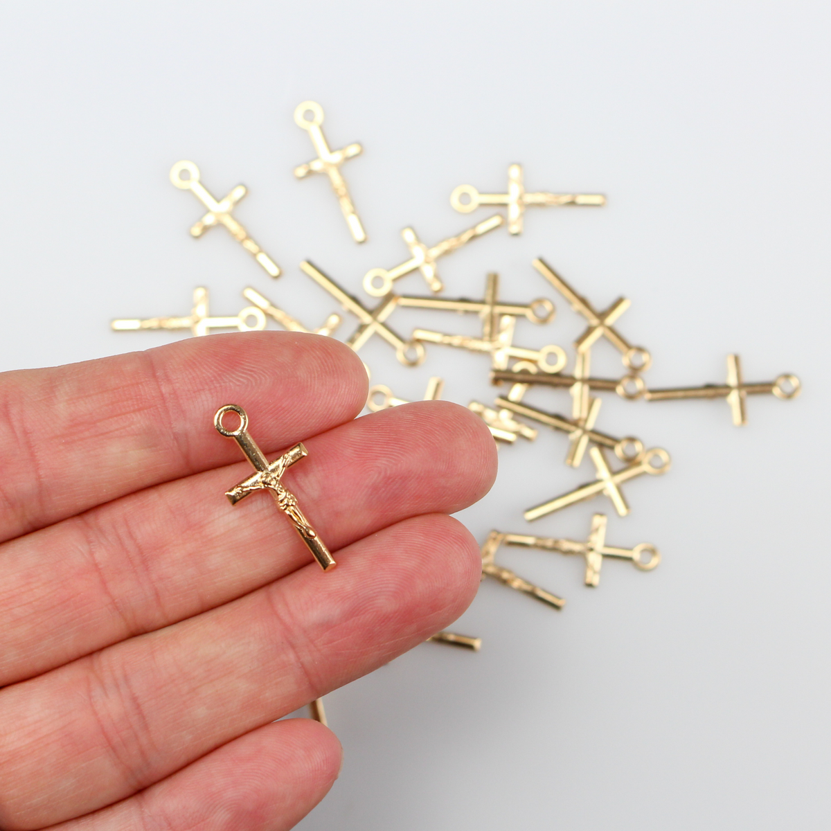 Crucifix Cross Charms - Gold Tone 22mm 25pcs