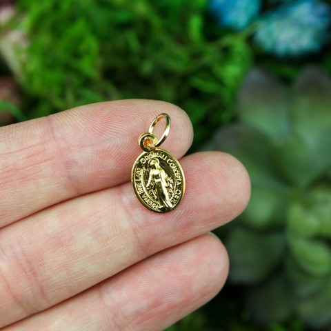 tiny gold plated miraculous medal charm