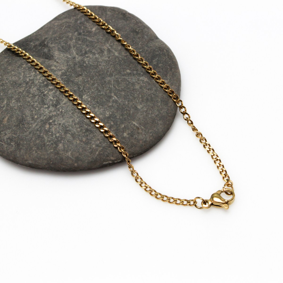 304 Stainless Steel Gold Plated Link Curb Chain Necklace 23.6 inches Long (600mm) Long