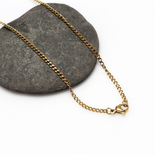 304 Stainless Steel Gold Plated Link Curb Chain Necklace 23.6 inches Long (600mm) Long