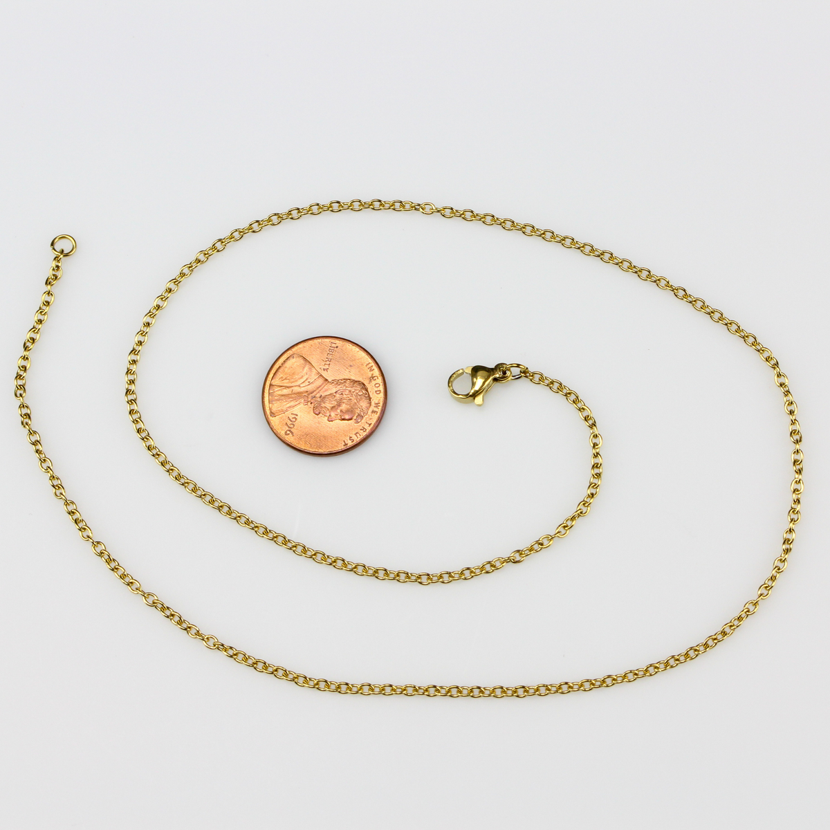 Gold Plated Stainless Steel Link Cable Chain Necklace - 17-3/4" Long