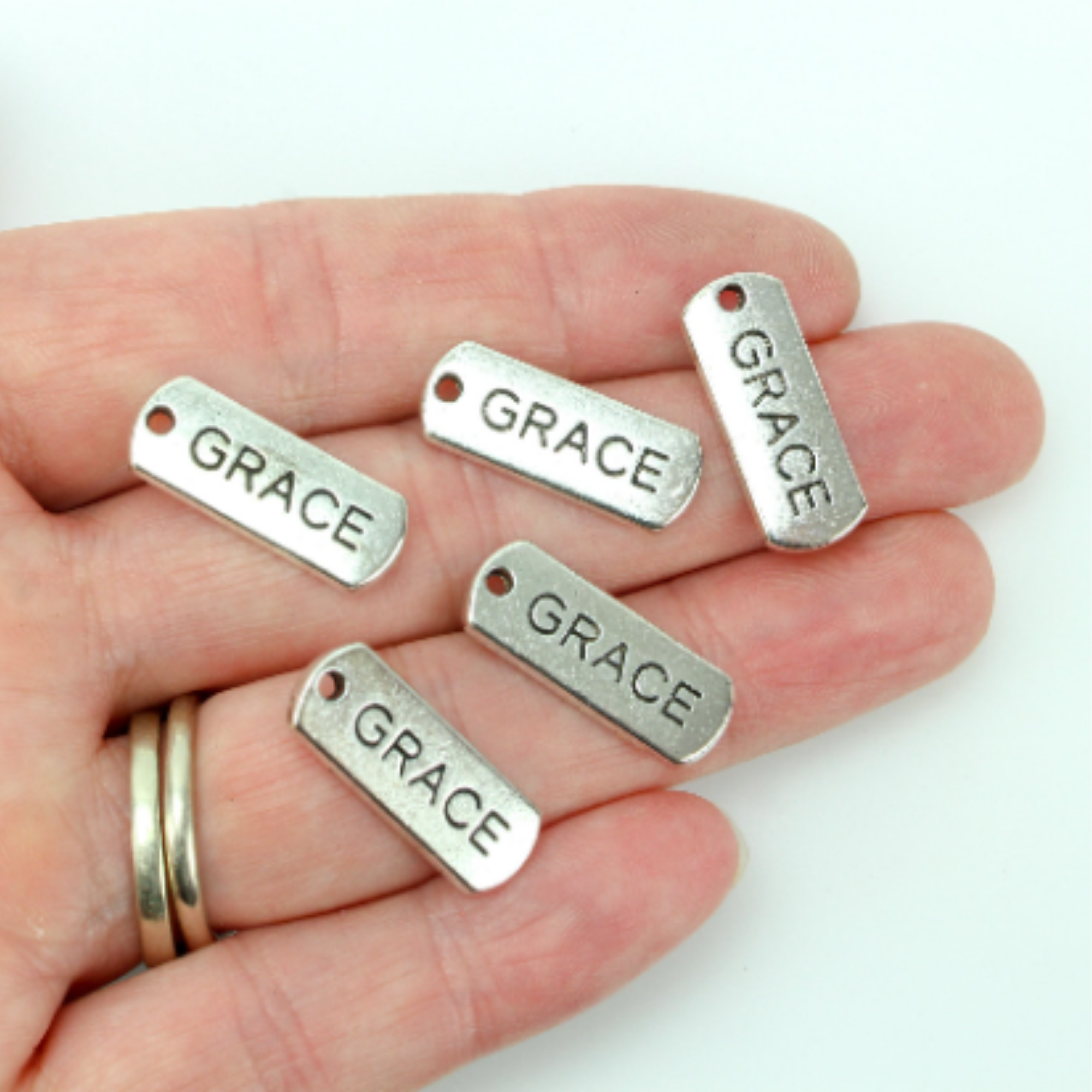 silver tone grace inspirational word charm