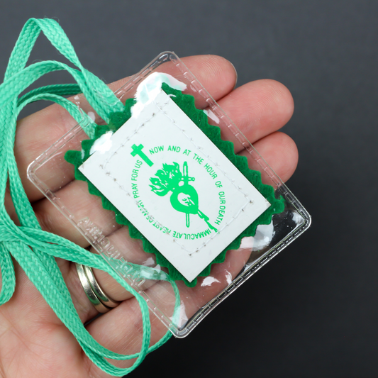 green scapular that is laminated