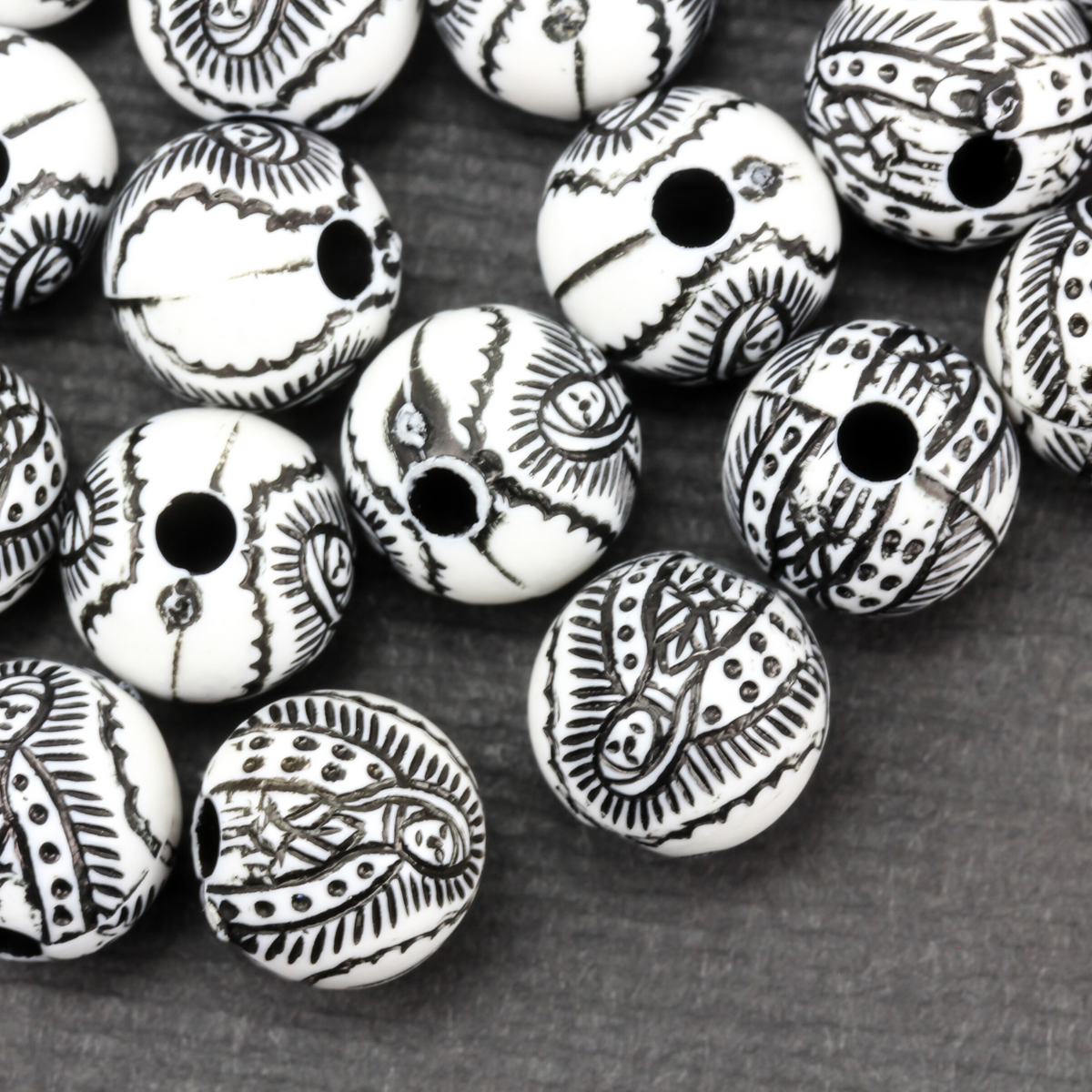 Acrylic Our Lady of Guadalupe Craft Beads White and Black Round - 60pcs