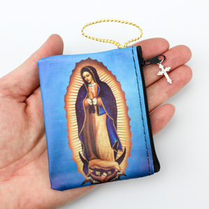 Our Lady of Guadalupe Rosary Pouch Coin Purse with Zipper Closure