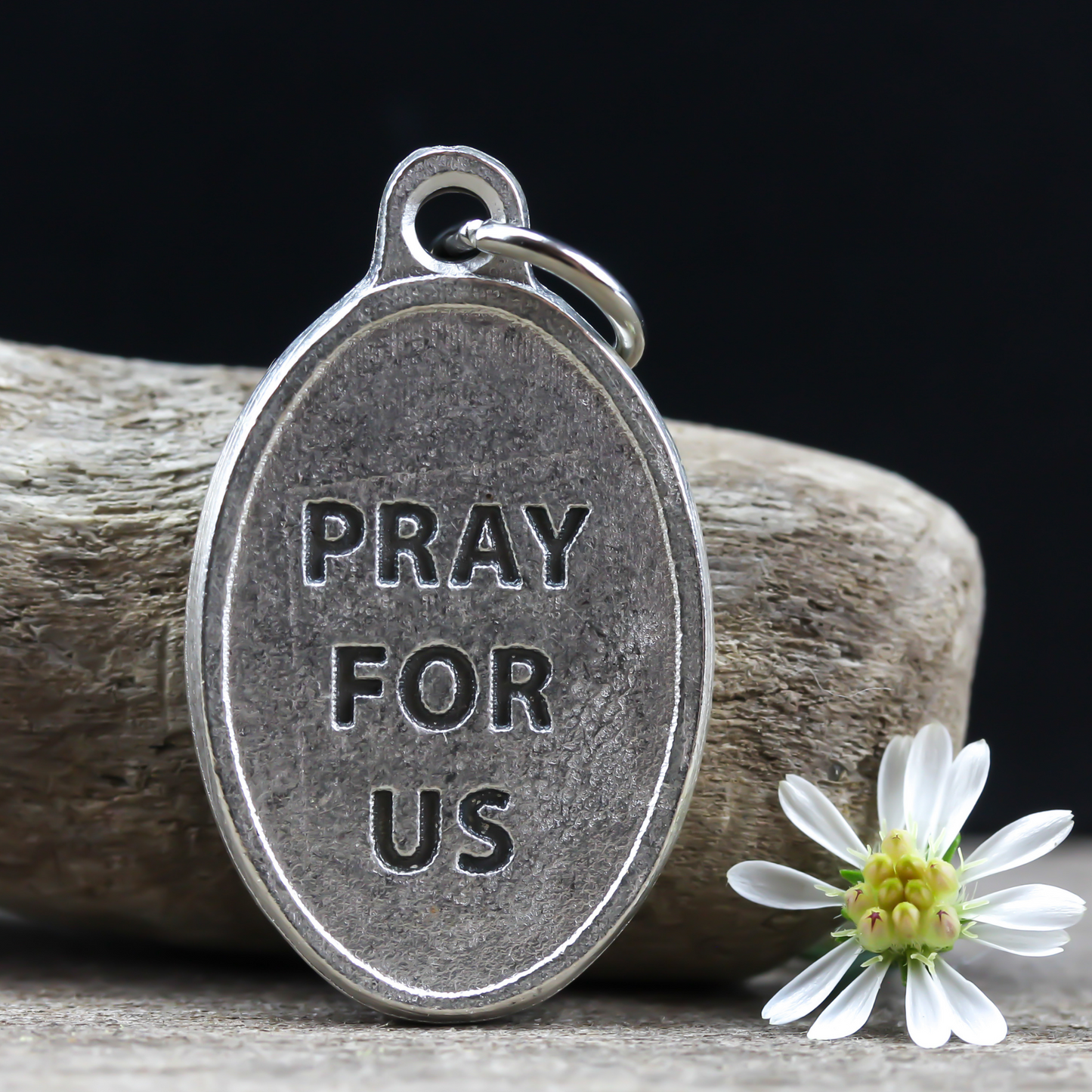 Holy Souls in Purgatory Medal - 1" Oval Silver Oxidized Made in Italy