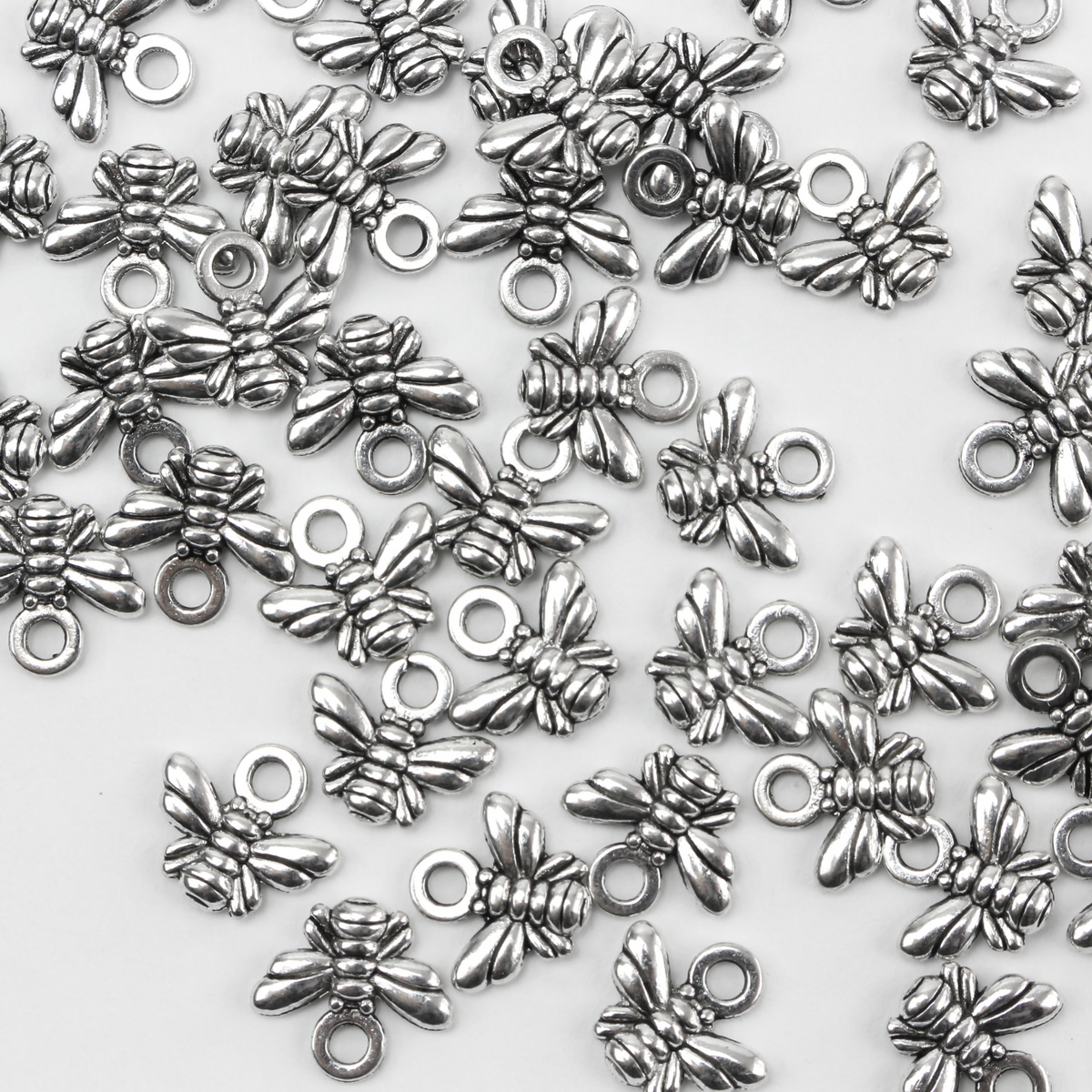 Silver Tone Honeybee Charms - Bumblebee Symbol of Chastity - 25pcs