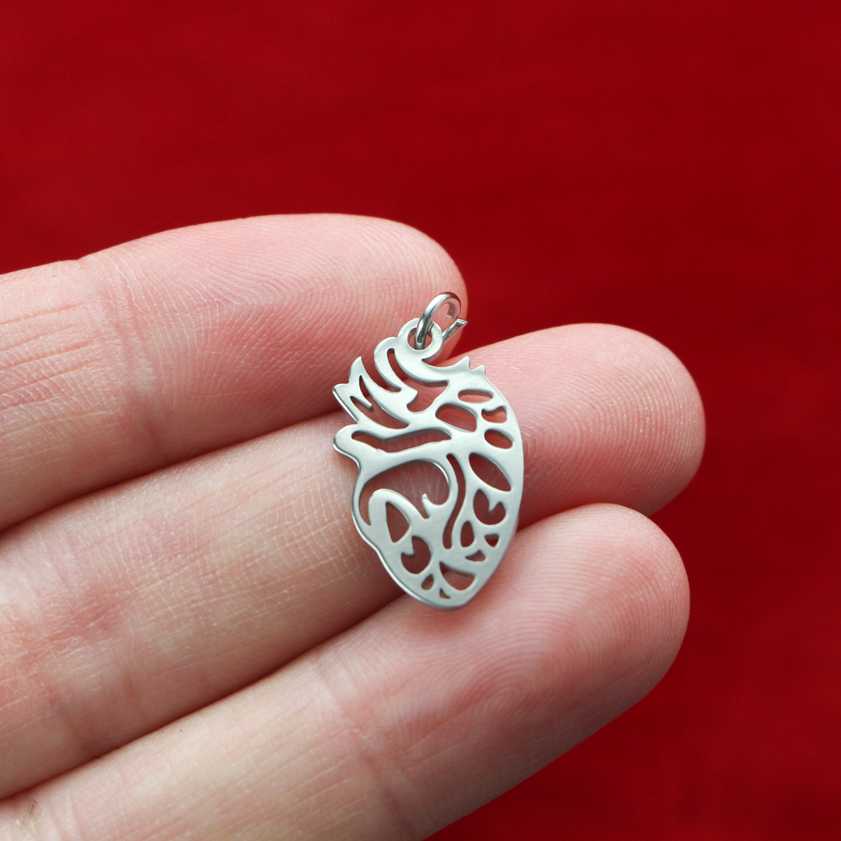 Anatomical Human Heart Pendant - Stainless Steel - Symbol of Love and Piety