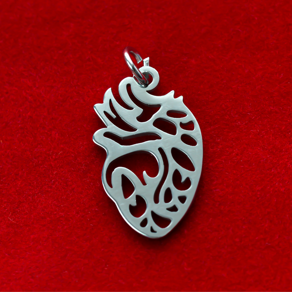 Anatomical Human Heart Pendant - Stainless Steel - Symbol of Love and Piety