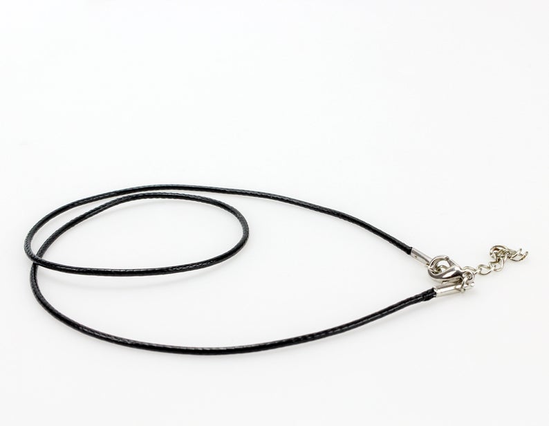 Black Wax Cord Necklace 17.375" Long with 2" Extender Chain