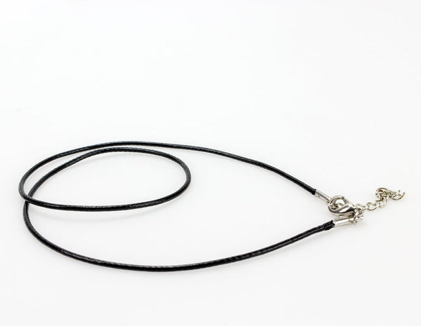 Black Wax Cord Necklace 17.375" Long with 2" Extender Chain