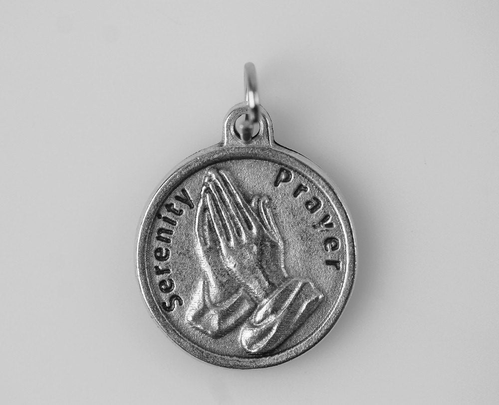 Praying Hands Serenity Prayer Medal - Made in Italy