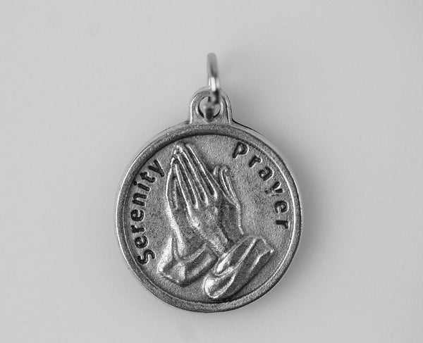 Praying Hands Serenity Prayer Medal - Made in Italy