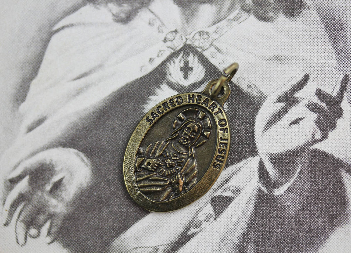 Bronze Sacred Heart of Jesus Pray For Us Medal