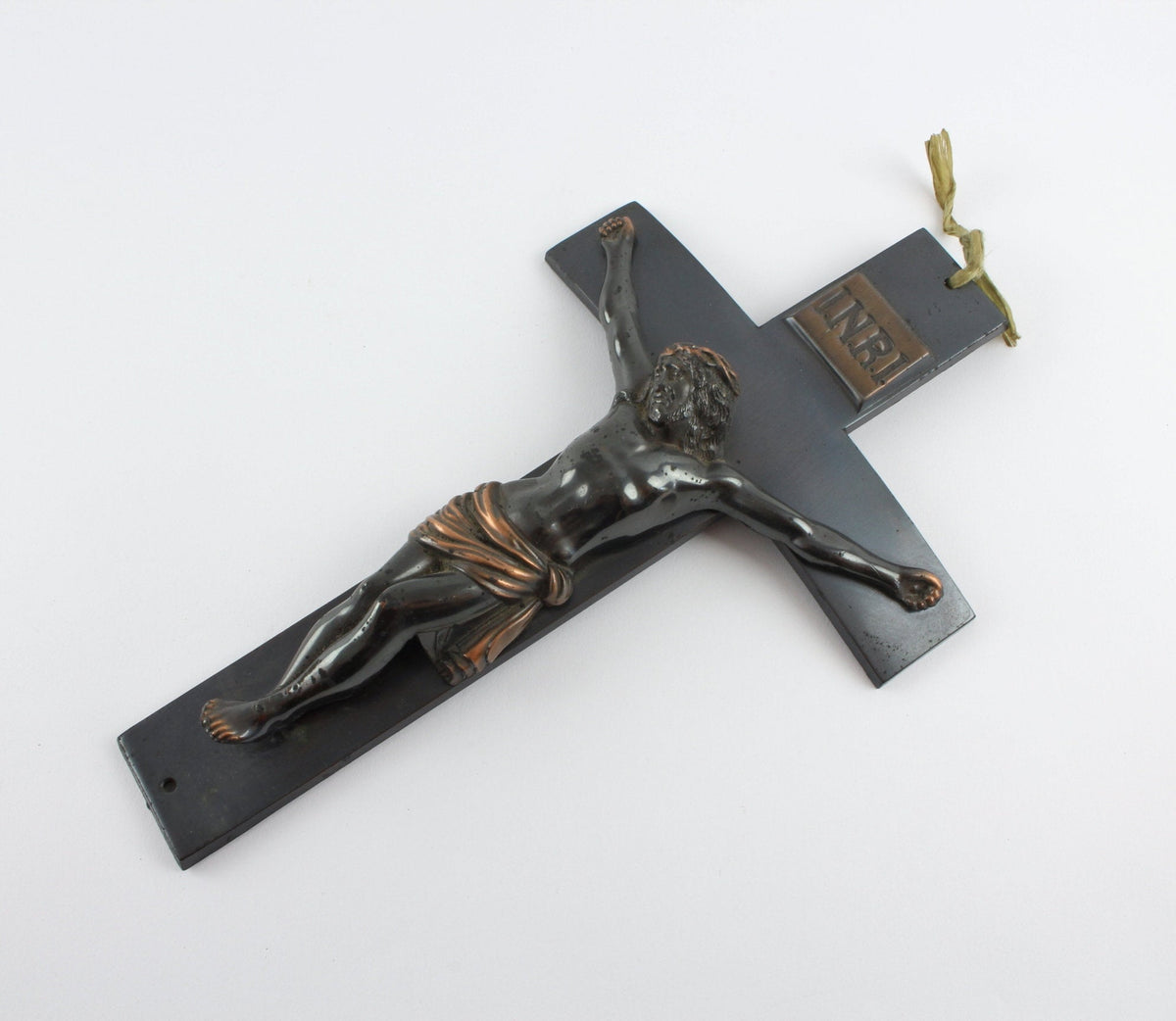 Vintage Large Coffin Crucifix - Vintage Funeral Memento - Metal Casket Crucifix Wall Hanging