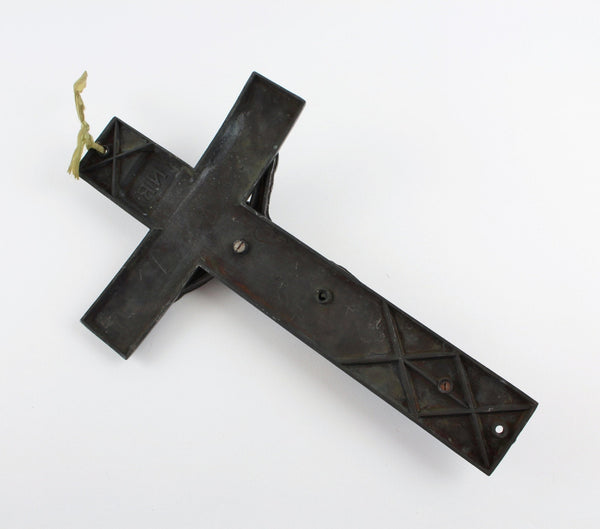 Vintage Large Coffin Crucifix - Vintage Funeral Memento - Metal Casket Crucifix Wall Hanging
