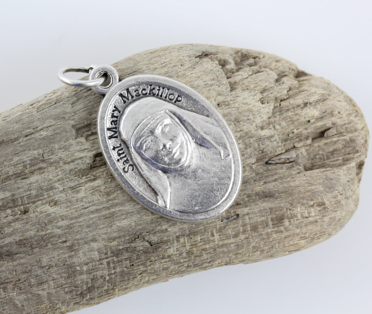 Saint Mary MacKillop die cast silver tone one inch oval medal