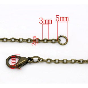 Bronze Cable Chain Necklace 24" Long with Lobster Claw Clasp